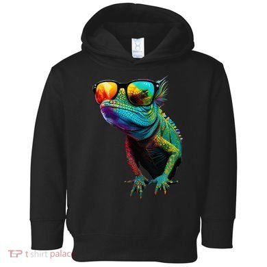Funny Lizard With Sunglasses For Iguana & Reptiles Lovers Toddler Hoodie