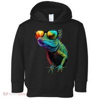 Funny Lizard With Sunglasses For Iguana & Reptiles Lovers Toddler Hoodie thumb 0