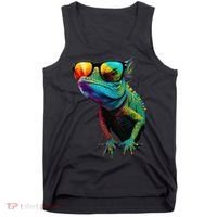 Funny Lizard With Sunglasses For Iguana & Reptiles Lovers Tank Top thumb 0