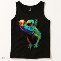 Funny Lizard With Sunglasses For Iguana & Reptiles Lovers Tank Top thumb 2