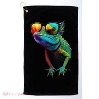 Funny Lizard With Sunglasses For Iguana & Reptiles Lovers Golf Towel thumb 0