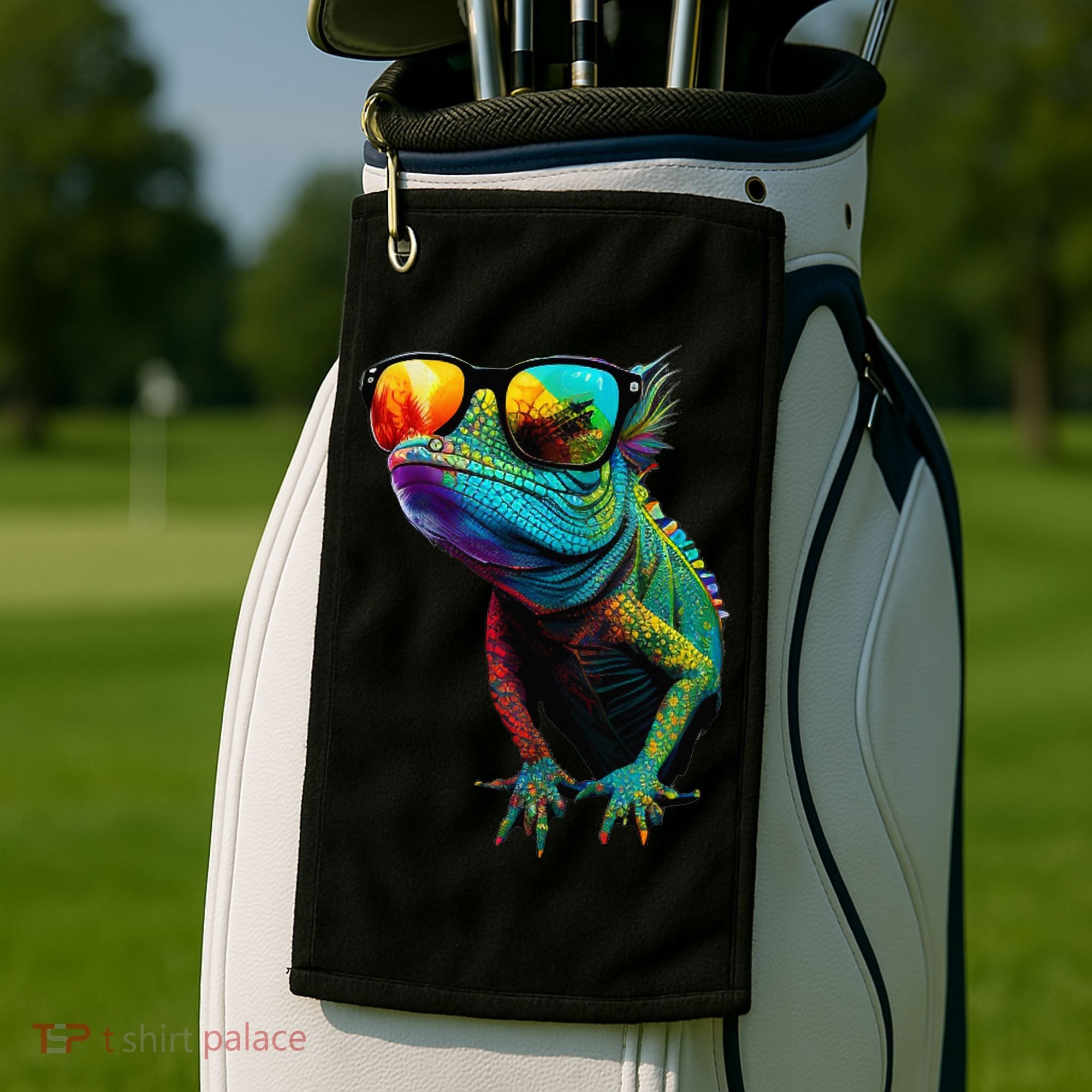 Funny Lizard With Sunglasses For Iguana & Reptiles Lovers Golf Towel