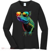 Funny Lizard With Sunglasses For Iguana & Reptiles Lovers Women's Long Sleeve Shirt thumb 0
