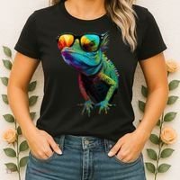 Funny Lizard With Sunglasses For Iguana & Reptiles Lovers Women's T-Shirt thumb 2