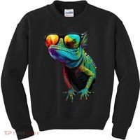 Funny Lizard With Sunglasses For Iguana & Reptiles Lovers Kids Sweatshirt thumb 0