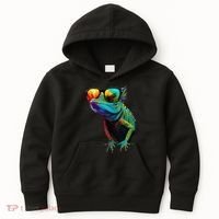 Funny Lizard With Sunglasses For Iguana & Reptiles Lovers Kids Hoodie thumb 0