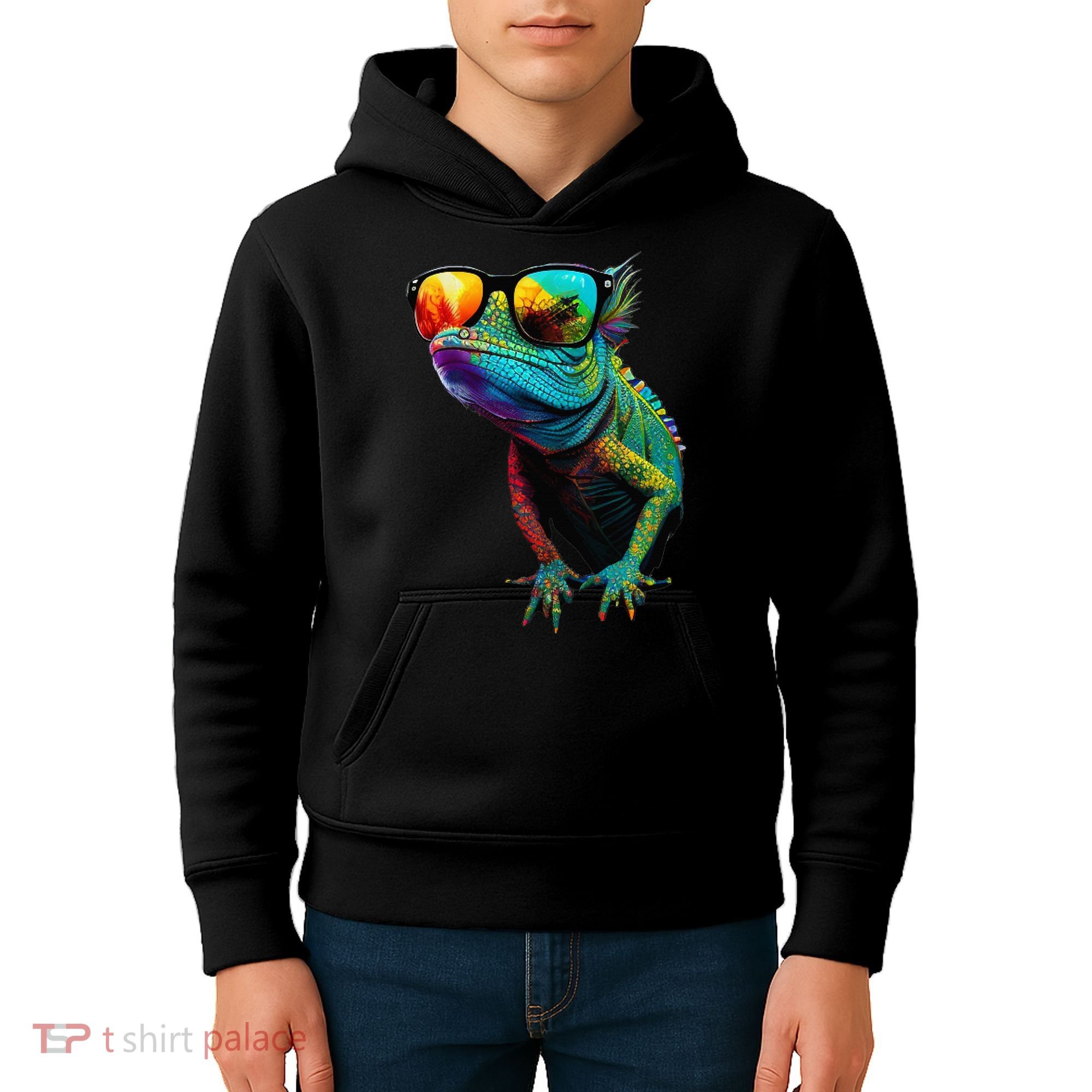Funny Lizard With Sunglasses For Iguana & Reptiles Lovers Kids Hoodie