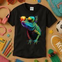Funny Lizard With Sunglasses For Iguana & Reptiles Lovers Kids T-Shirt thumb 3