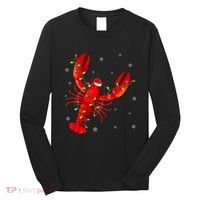 Funny Lobster Xmas Lighting Reindeer Hat Lobster Christmas Long Sleeve Shirt thumb 0