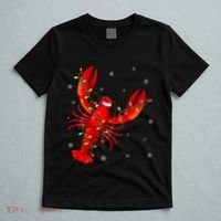 Funny Lobster Xmas Lighting Reindeer Hat Lobster Christmas T-Shirt thumb 5