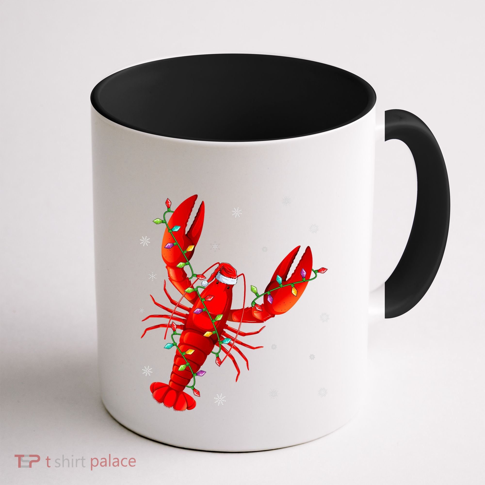 Funny Lobster Xmas Lighting Reindeer Hat Lobster Christmas Coffee Mug