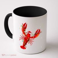 Funny Lobster Xmas Lighting Reindeer Hat Lobster Christmas Coffee Mug thumb 0