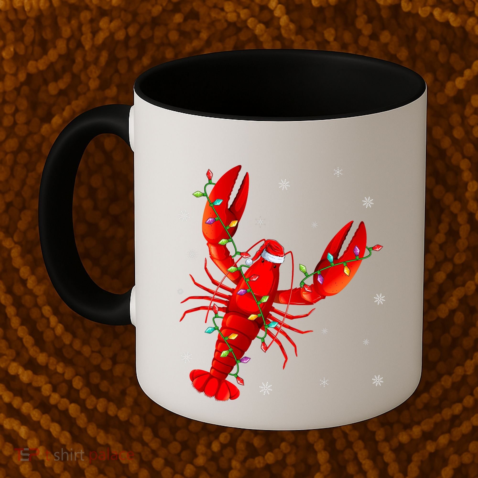 Funny Lobster Xmas Lighting Reindeer Hat Lobster Christmas Coffee Mug