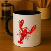 Funny Lobster Xmas Lighting Reindeer Hat Lobster Christmas Coffee Mug thumb 4