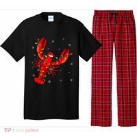 Funny Lobster Xmas Lighting Reindeer Hat Lobster Christmas Pajama Set thumb 0