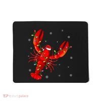 Funny Lobster Xmas Lighting Reindeer Hat Lobster Christmas Mousepad thumb 0