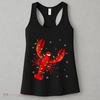 Funny Lobster Xmas Lighting Reindeer Hat Lobster Christmas Women's Tank Top thumb 3