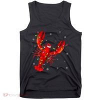 Funny Lobster Xmas Lighting Reindeer Hat Lobster Christmas Tank Top thumb 0