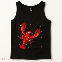 Funny Lobster Xmas Lighting Reindeer Hat Lobster Christmas Tank Top thumb 2