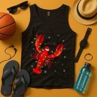 Funny Lobster Xmas Lighting Reindeer Hat Lobster Christmas Tank Top thumb 4