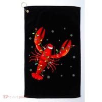 Funny Lobster Xmas Lighting Reindeer Hat Lobster Christmas Golf Towel thumb 0