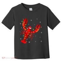 Funny Lobster Xmas Lighting Reindeer Hat Lobster Christmas Toddler T-Shirt thumb 0