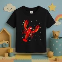 Funny Lobster Xmas Lighting Reindeer Hat Lobster Christmas Toddler T-Shirt thumb 3