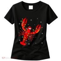 Funny Lobster Xmas Lighting Reindeer Hat Lobster Christmas Women's T-Shirt thumb 0