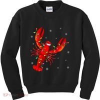 Funny Lobster Xmas Lighting Reindeer Hat Lobster Christmas Kids Sweatshirt thumb 0