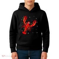 Funny Lobster Xmas Lighting Reindeer Hat Lobster Christmas Kids Hoodie thumb 4