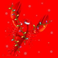 Funny Lobster Xmas Lighting Reindeer Hat Lobster Christmas Santa Hat thumb 1