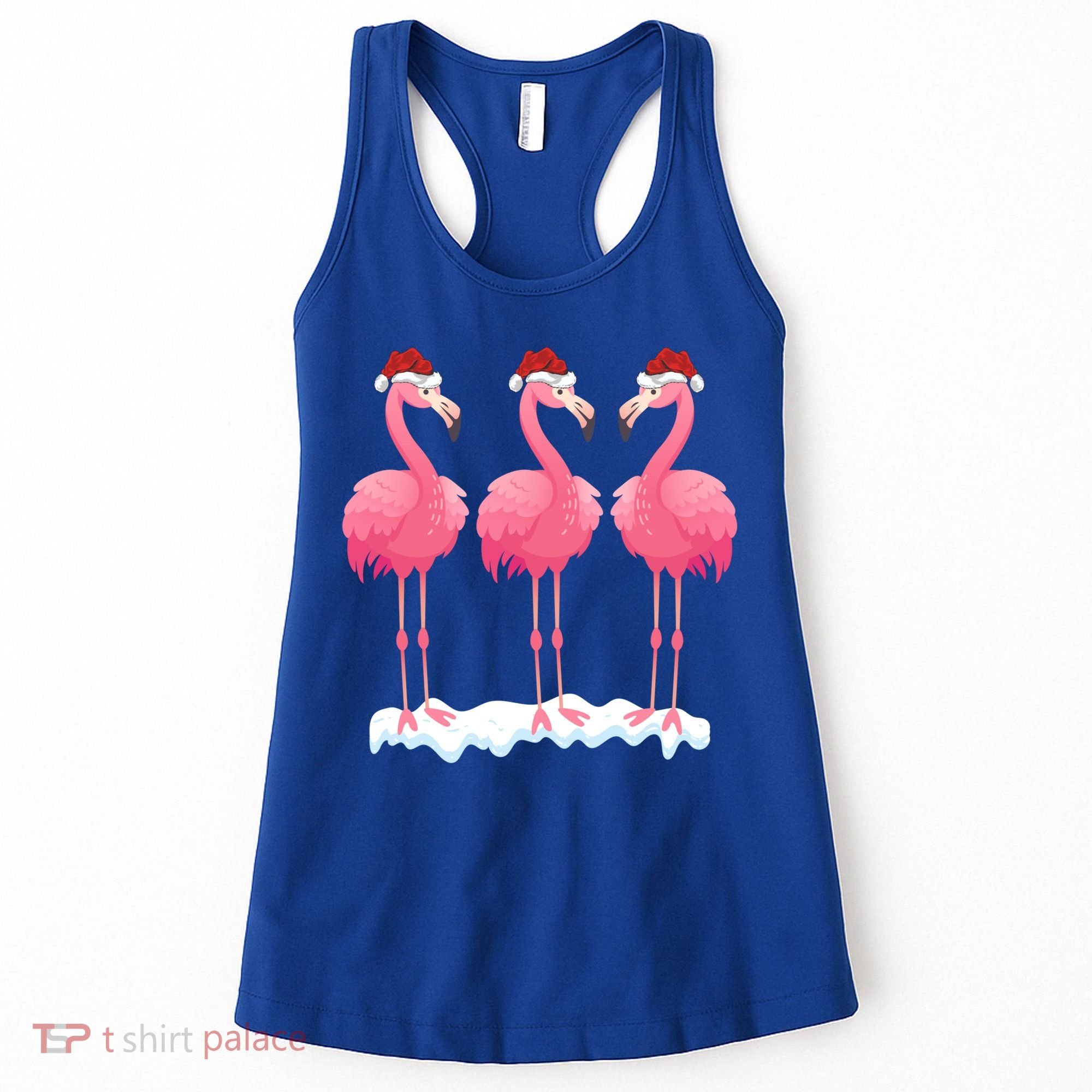 Flamingo Lover Xmas Lighting Santa Pink Flamingos Christmas Funny Gift Women's Tank Top
