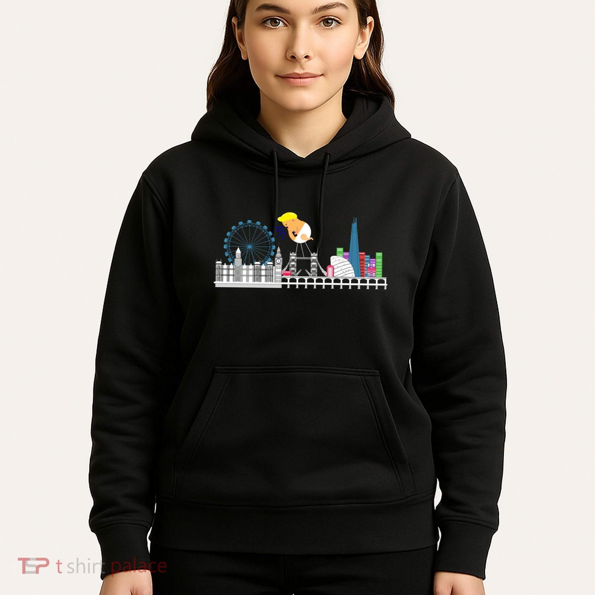 Fly Baby Trump Over City Hoodie