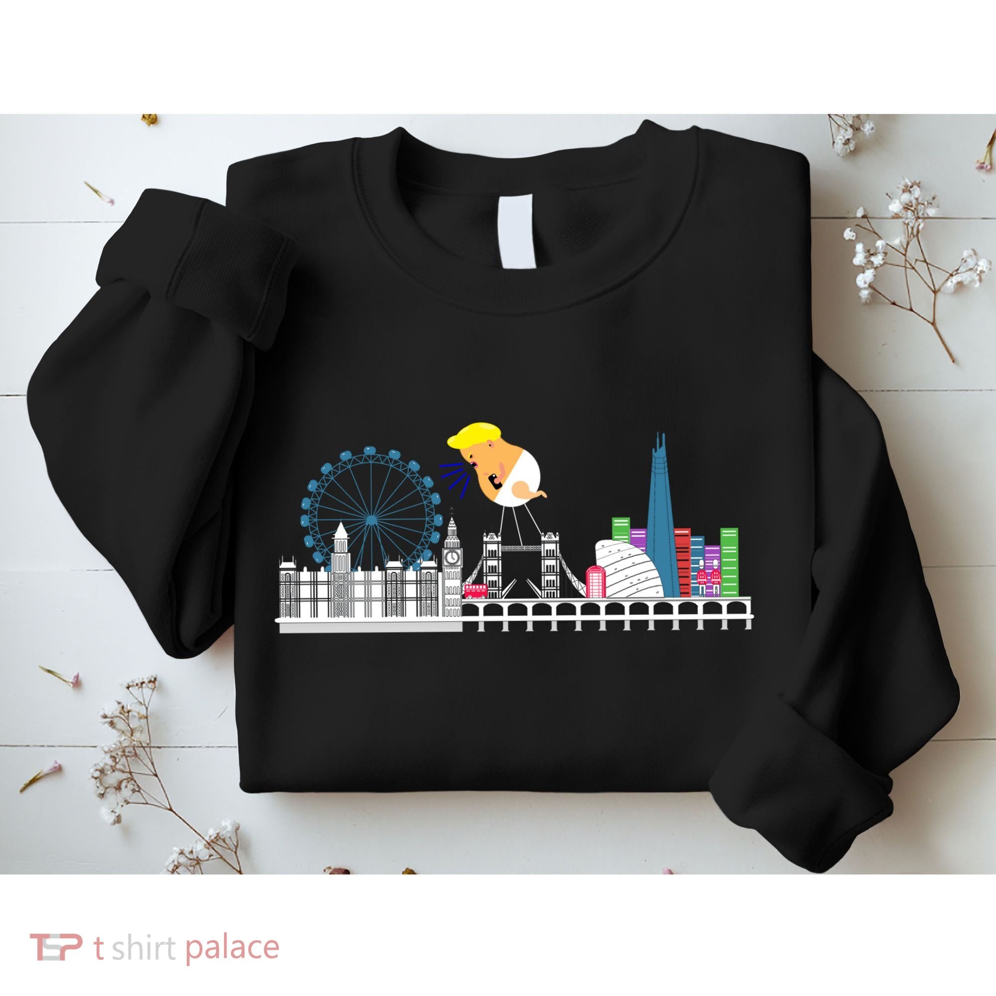 Fly Baby Trump Over City Sweatshirt