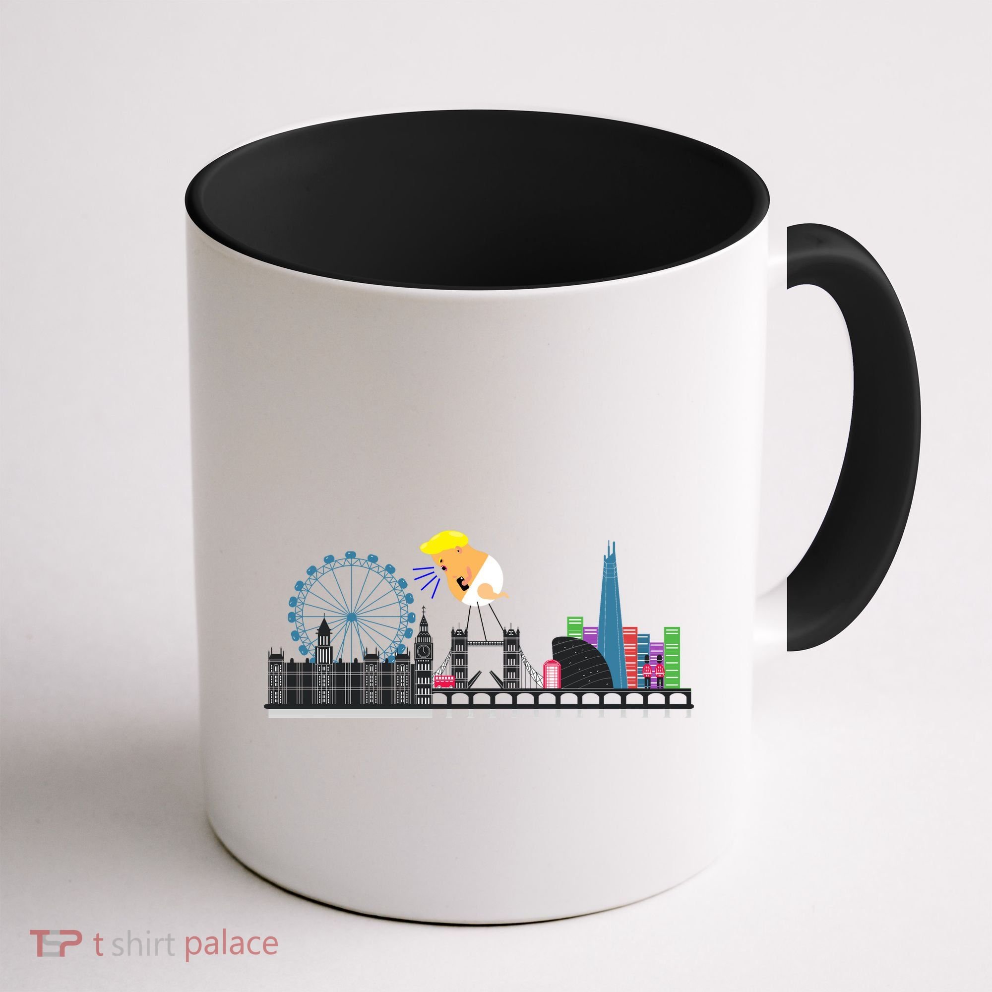 Fly Baby Trump Over City Coffee Mug