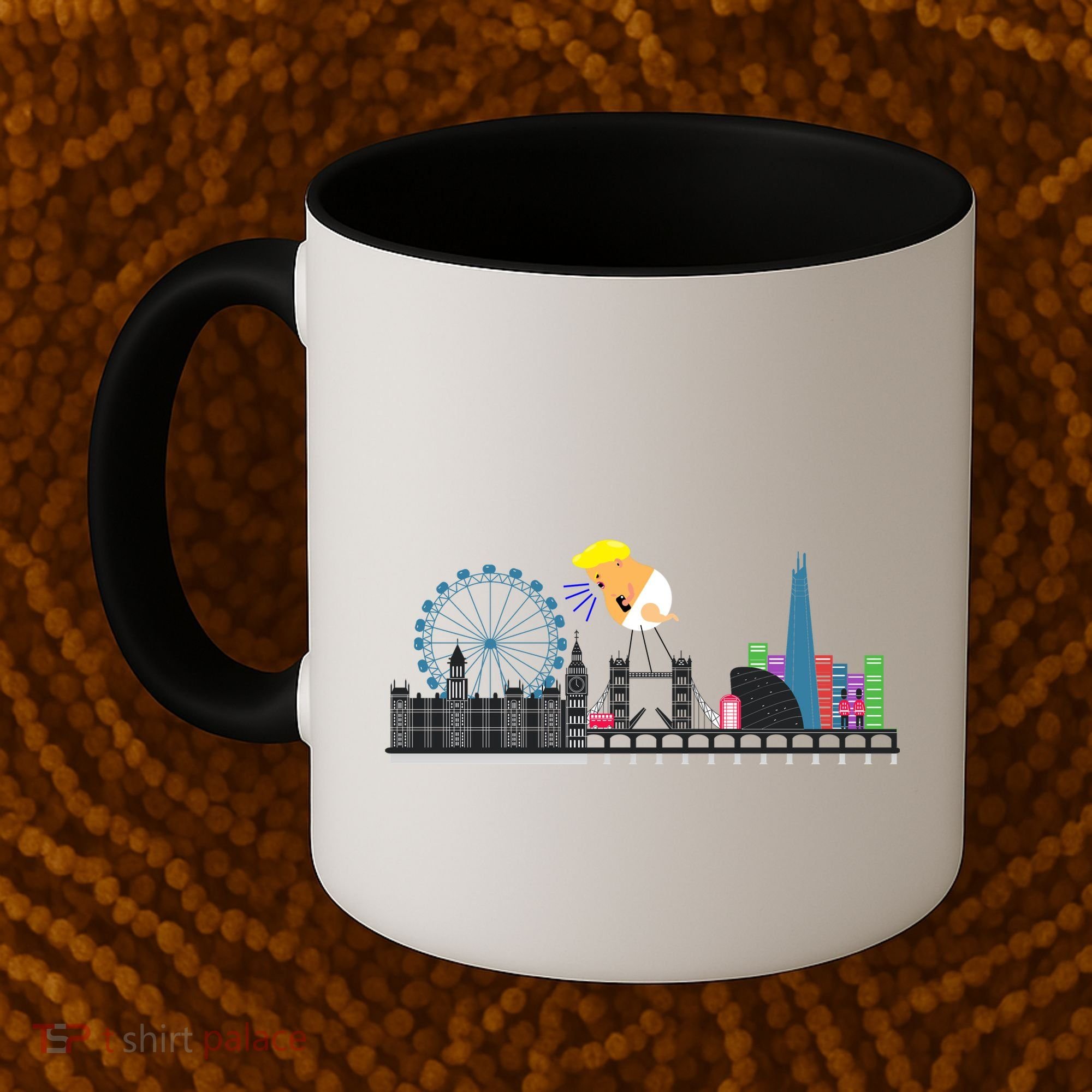 Fly Baby Trump Over City Coffee Mug