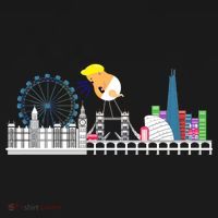 Fly Baby Trump Over City Ornament thumb 1