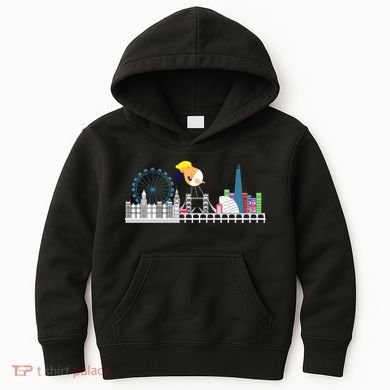 Fly Baby Trump Over City Kids Hoodie