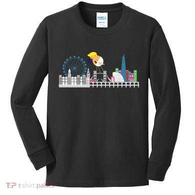 Fly Baby Trump Over City Kids Long Sleeve Shirt