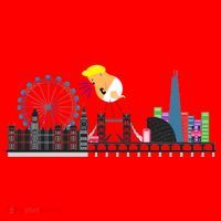 Fly Baby Trump Over City Santa Hat thumb 1