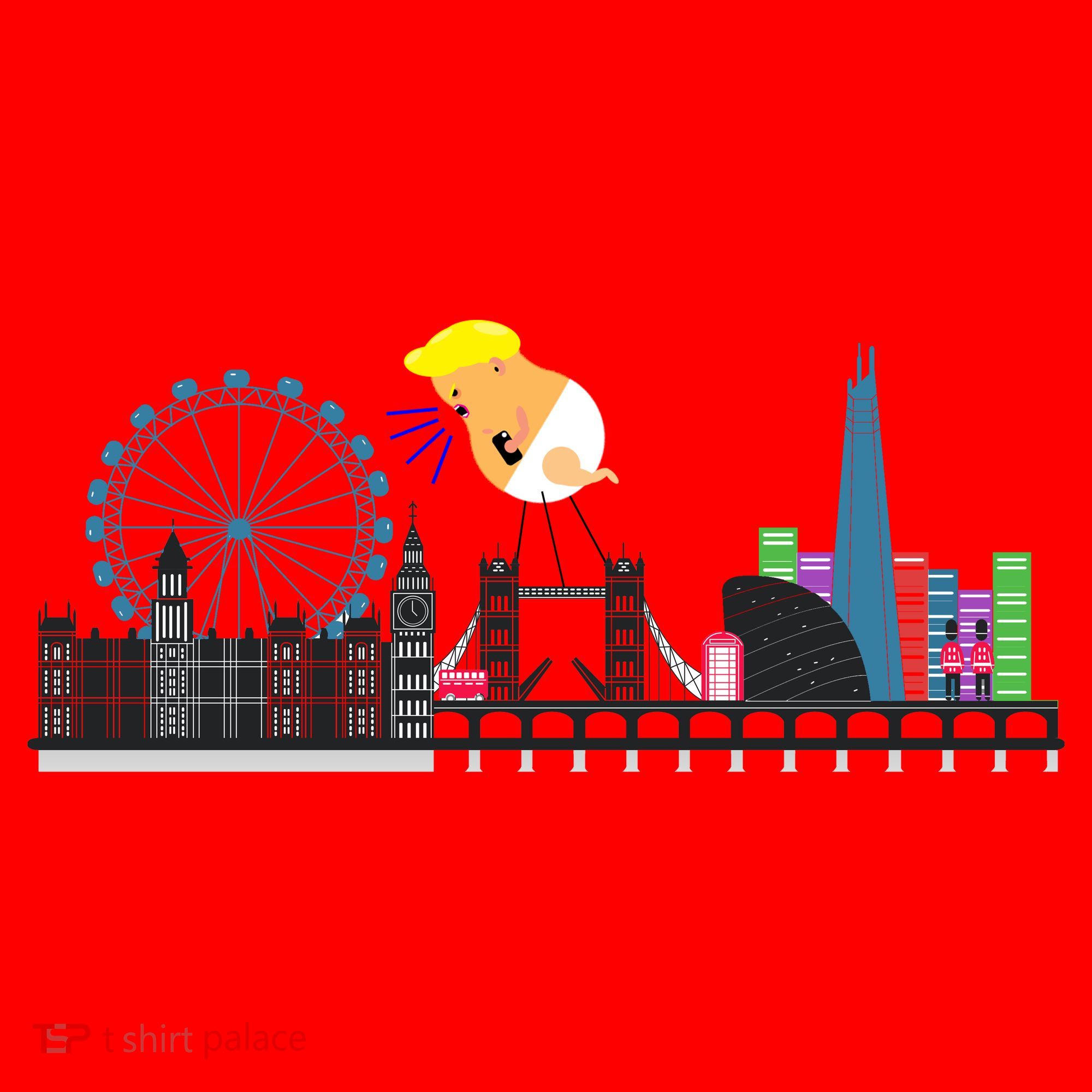 Fly Baby Trump Over City Santa Hat