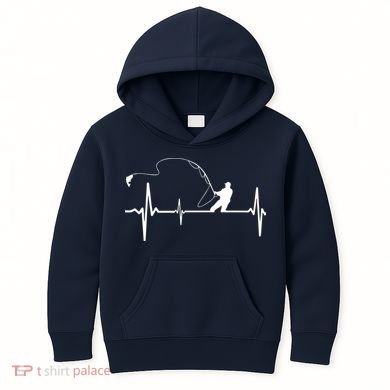 Fly Fishing Heartbeat Pulse Kids Hoodie