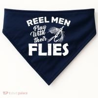 Fly Fishing Reel Men Play With Their Flies USA-Made Doggie Bandana thumb 0