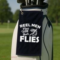 Fly Fishing Reel Men Play With Their Flies Golf Towel thumb 2