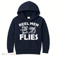 Fly Fishing Reel Men Play With Their Flies Kids Hoodie thumb 0
