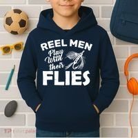 Fly Fishing Reel Men Play With Their Flies Kids Hoodie thumb 2