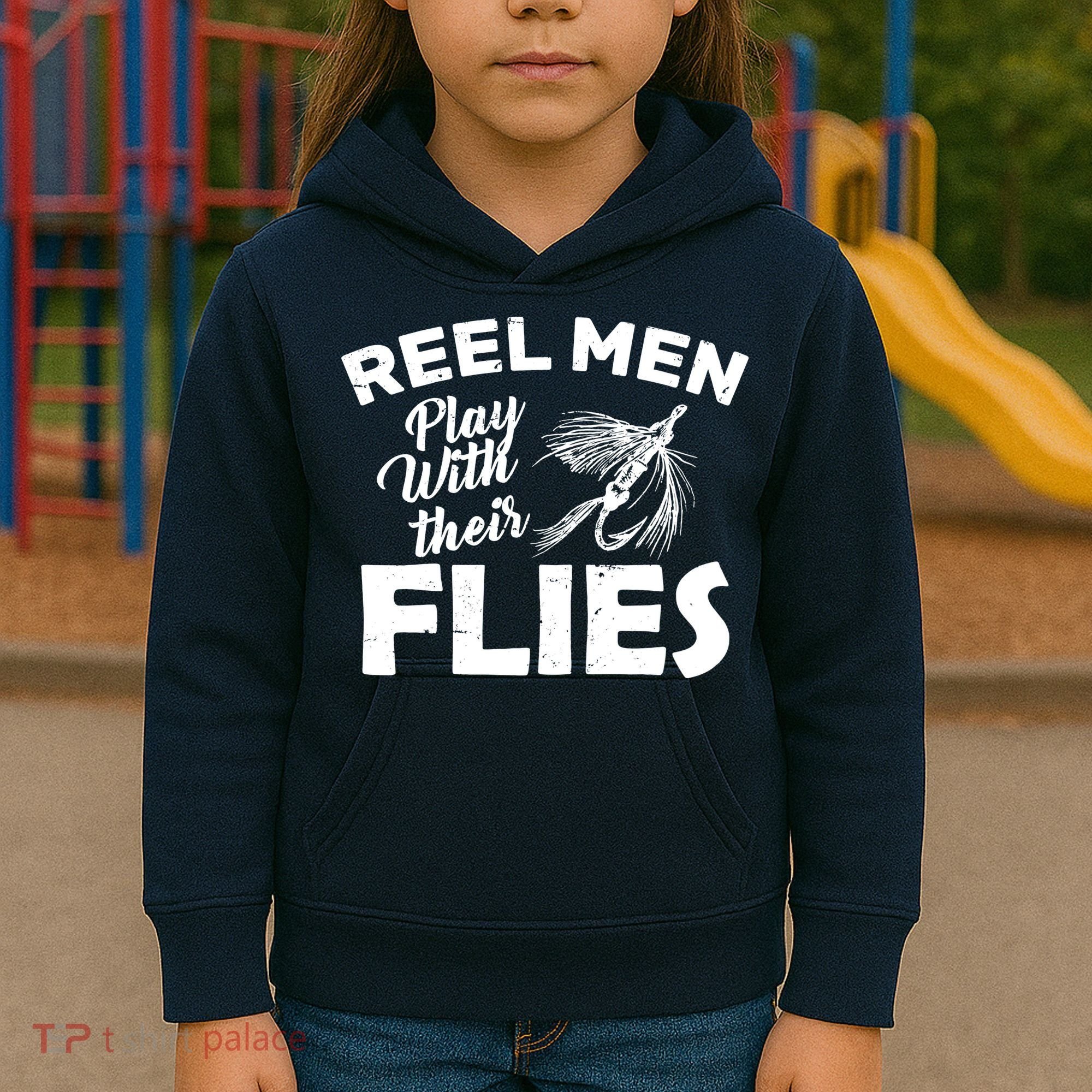 Fly Fishing Reel Men Play With Their Flies Kids Hoodie