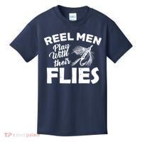 Fly Fishing Reel Men Play With Their Flies Kids T-Shirt thumb 0