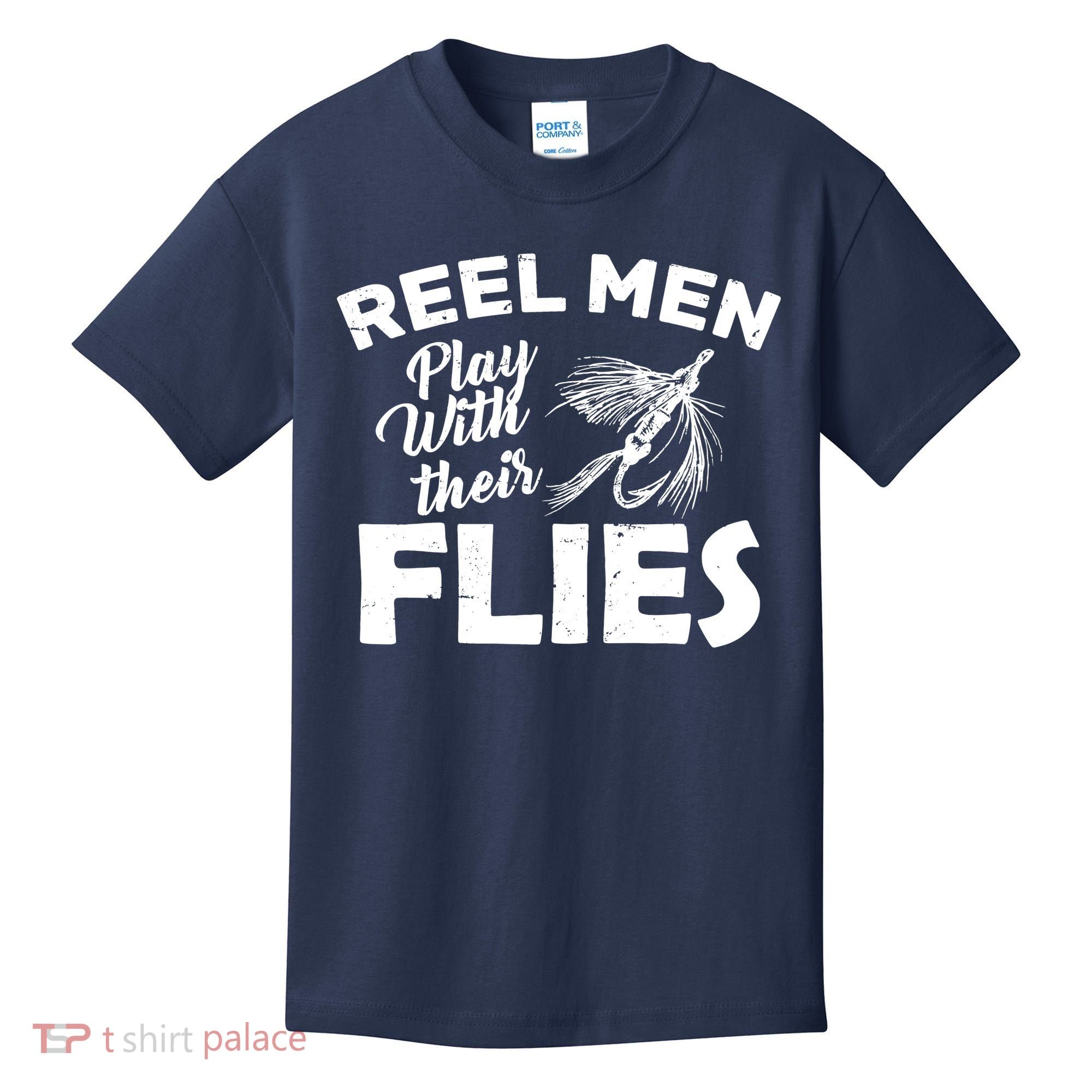 Fly Fishing Reel Men Play With Their Flies Kids T-Shirt