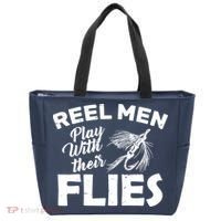 Fly Fishing Reel Men Play With Their Flies Tote Bag thumb 0